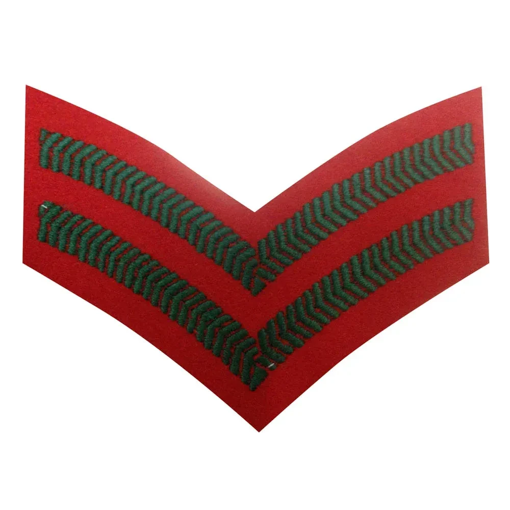 British Army Green on Scarlet Corporal Stripes Chevrons Patches NEW
